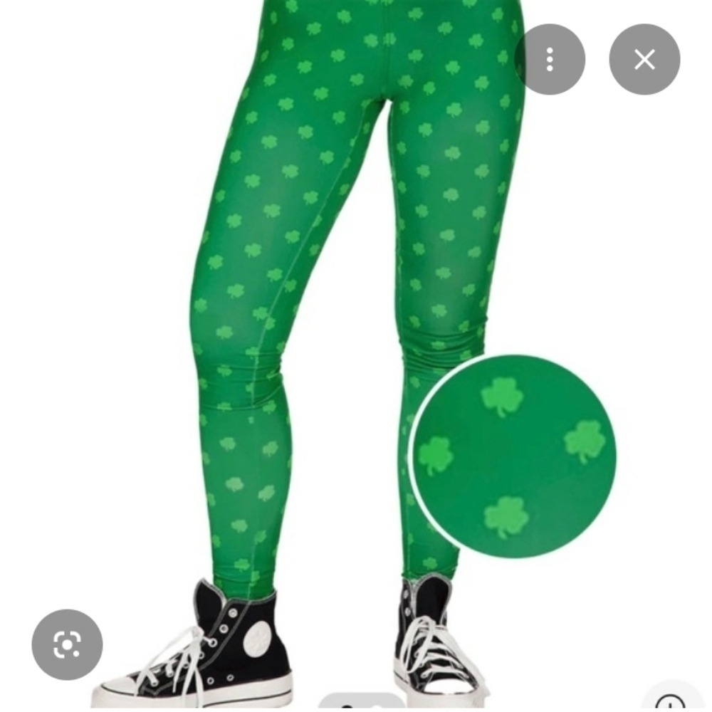 Tipsy Elves Green Clover Leggings St Patricks Day Shamrock XS TE-WP55XS